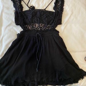 Black Free People Cut-Out Boho Skater Dress